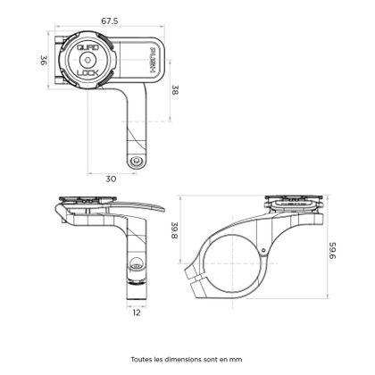Support Smartphone Quad Lock pour vélo déporté V2 - Noir