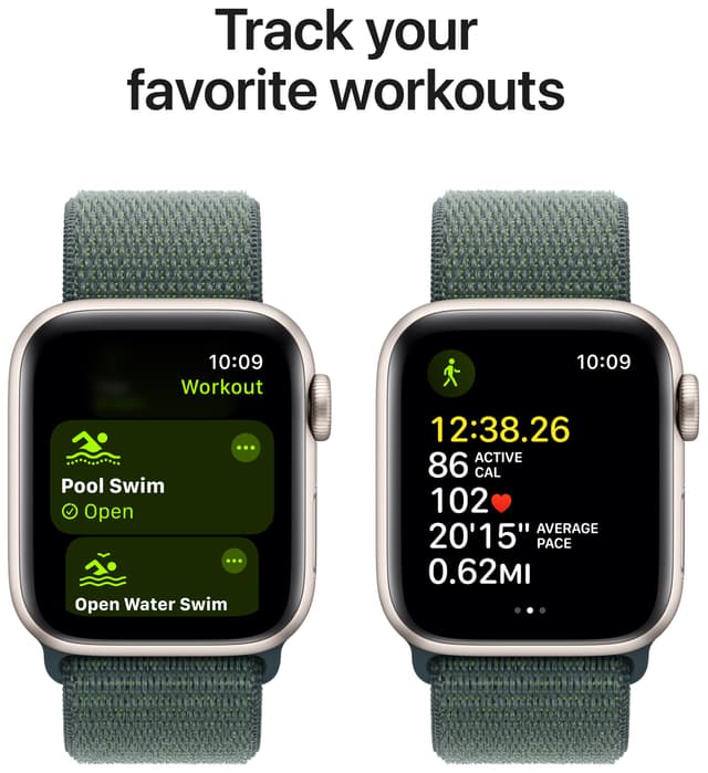 Apple Watch SE 2nd Gen 44mm GPS (Starlight Alu/Lake Green sport loop)