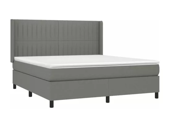 Sommier tapissier et matelas et LED Gris foncé 180x200 cm Tissu