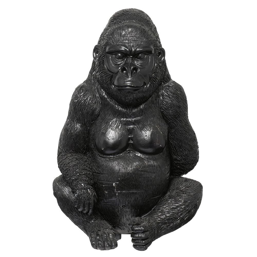 Gorille assis en résine noir H34cm