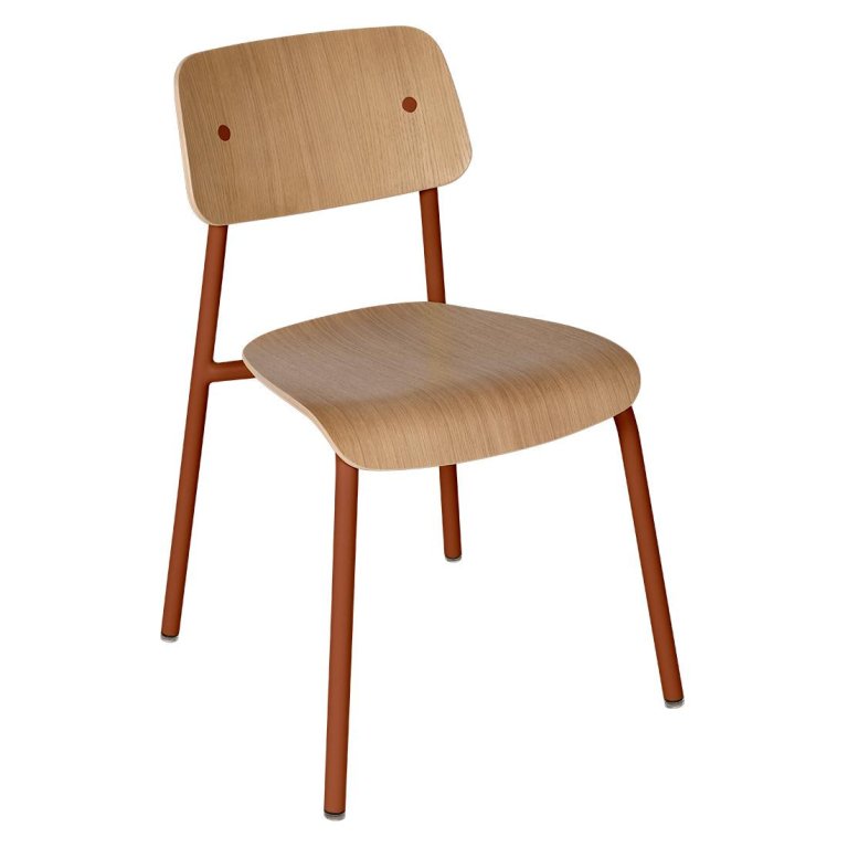 Fermob Studie eetkamerstoel eiken Indoor Red Ochre