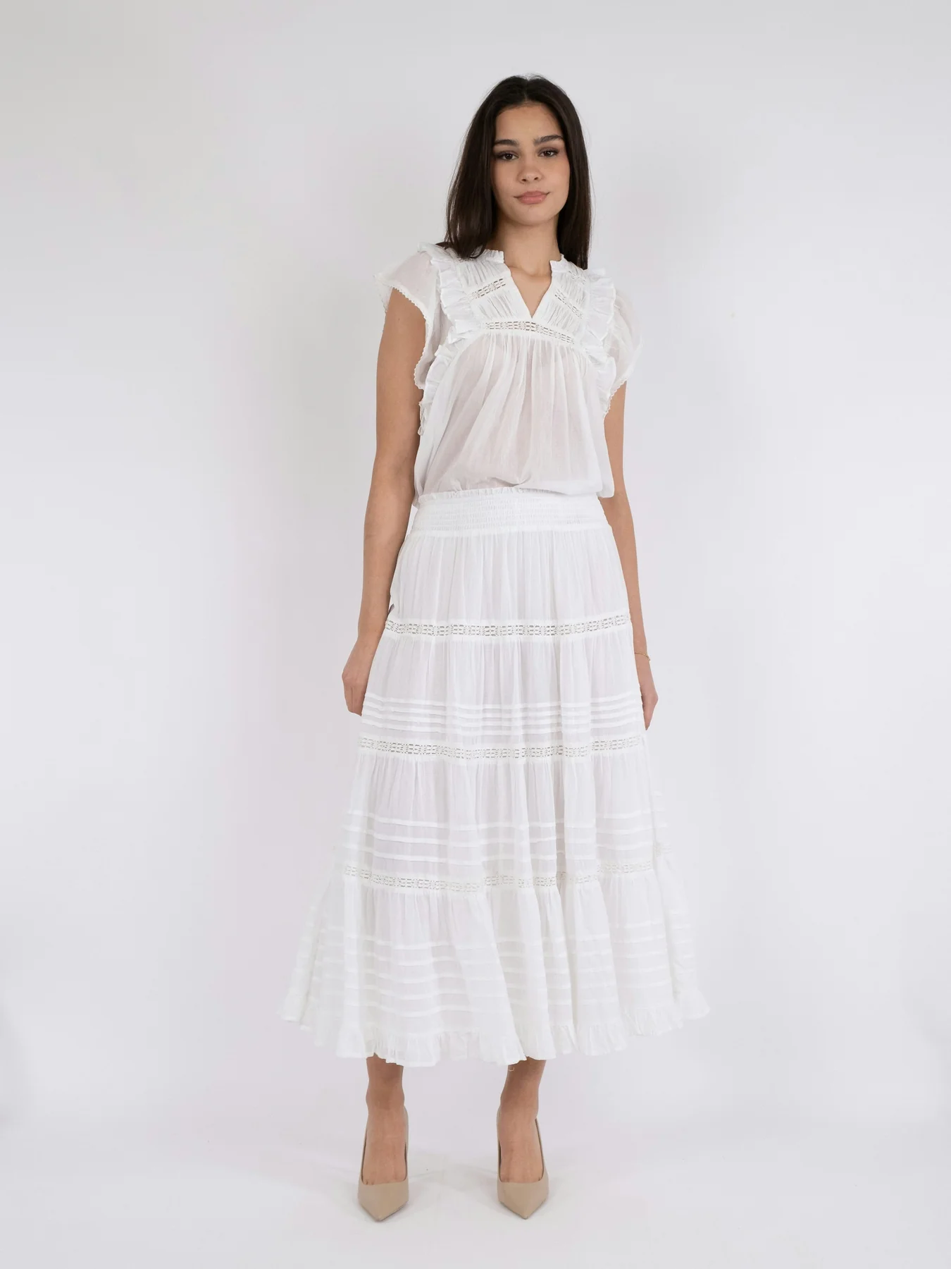 Neo Noir Felicia S Voile Skirt white