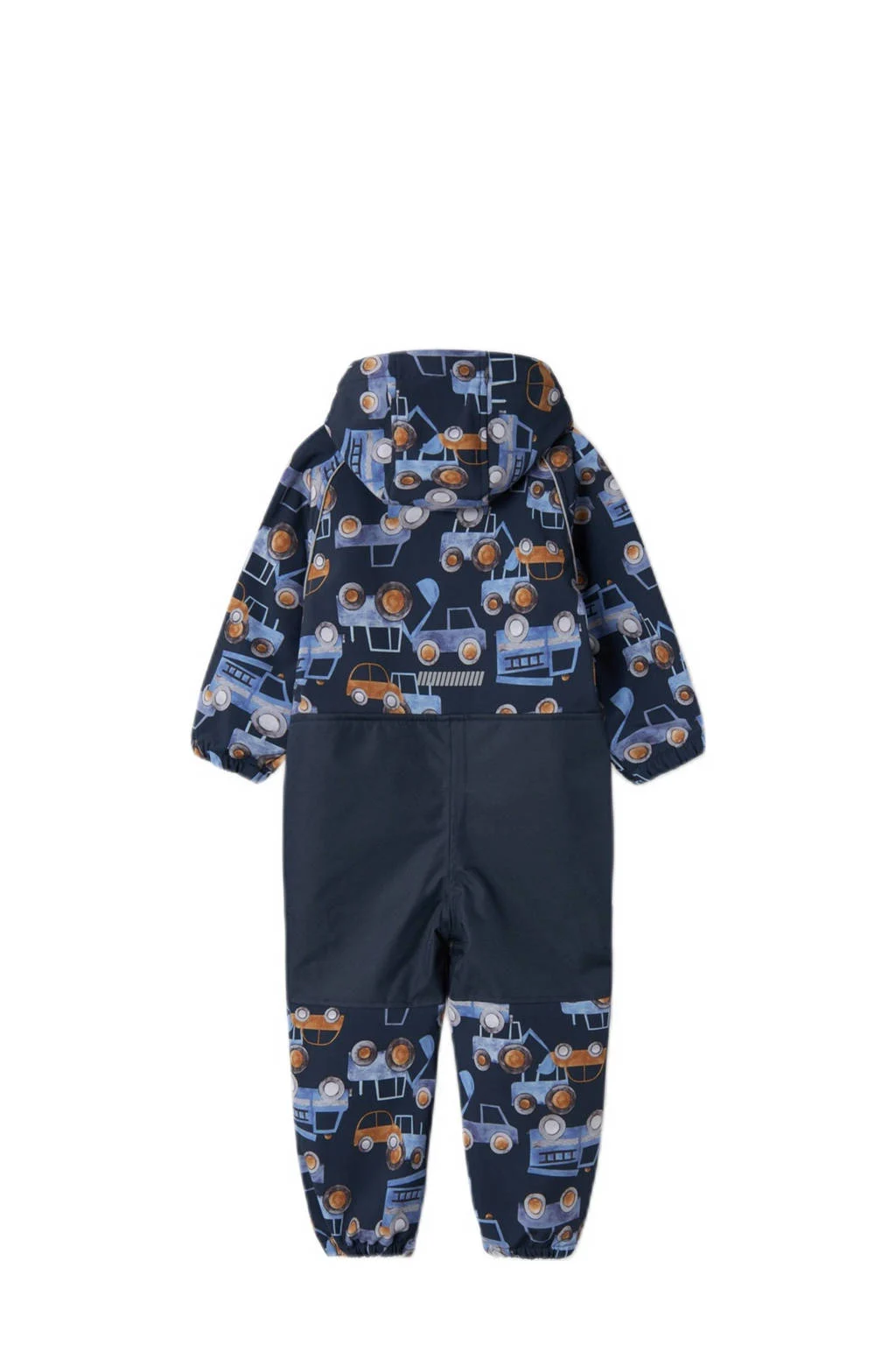 NAME IT softshell buitenspeelpak met all over print donkerblauw/lichtblauw/oker