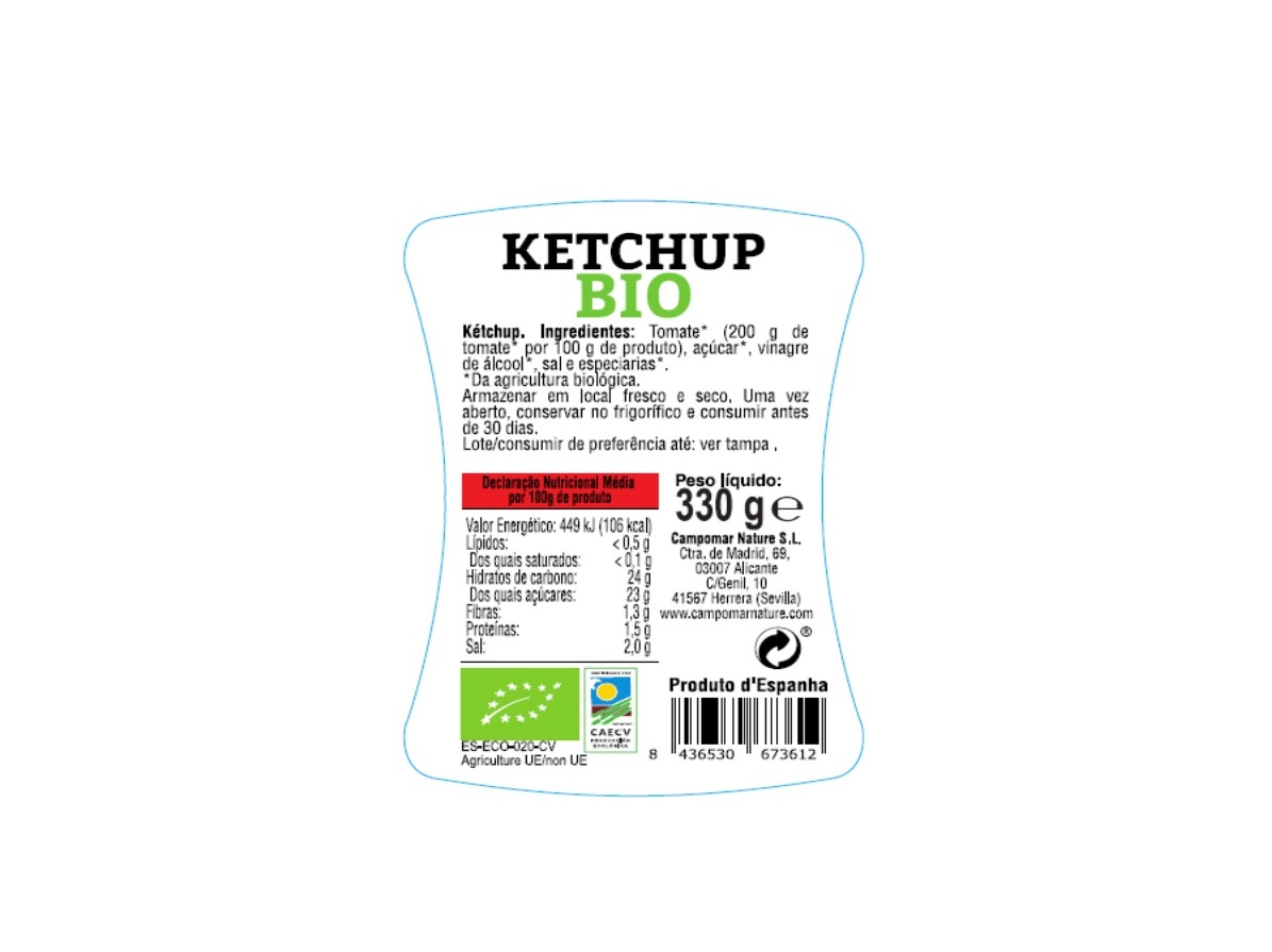 KETCHUP CAMPOMAR NATURE BIO 330G