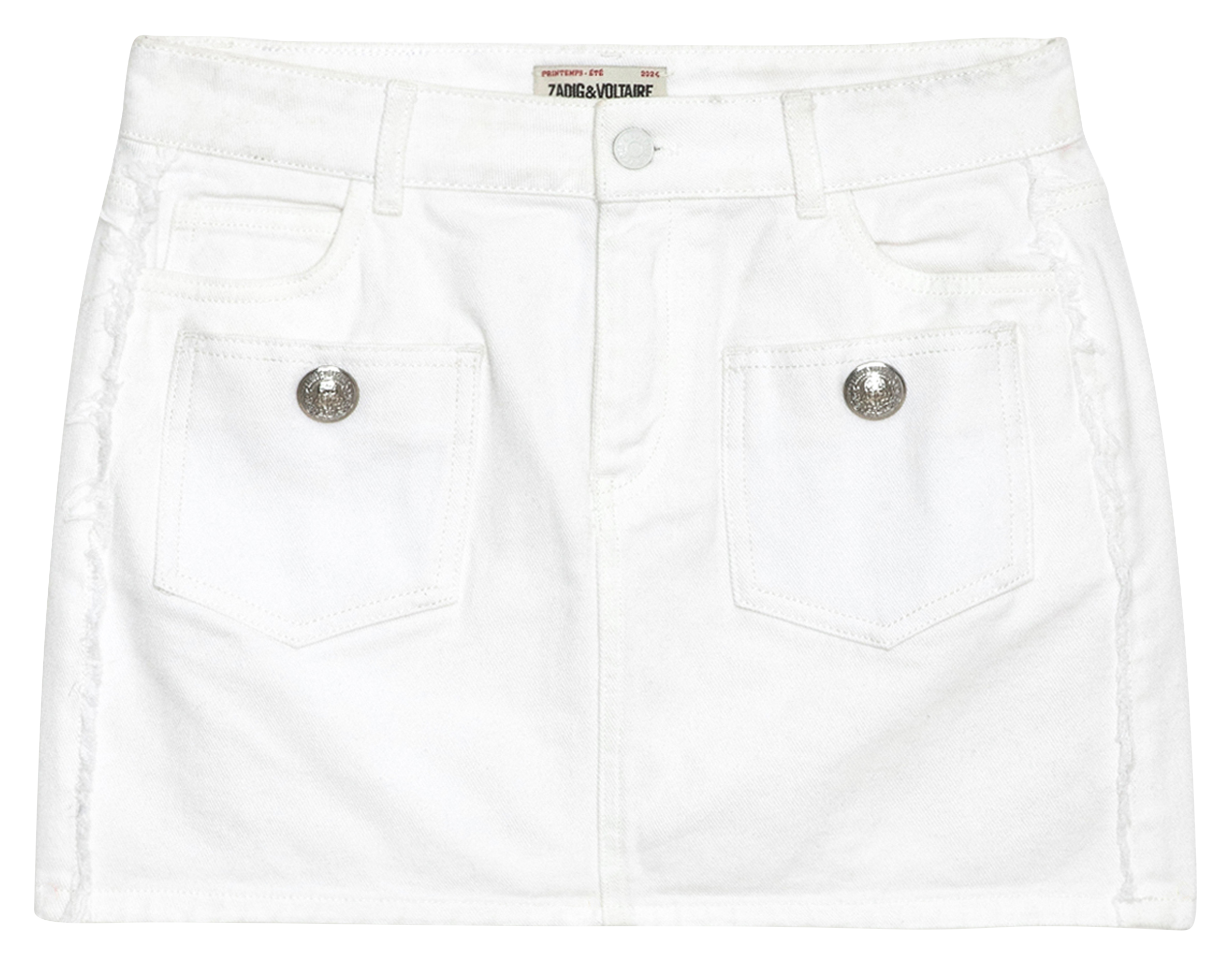 JOA - Jupe courte droite denim en coton bio | Blanc