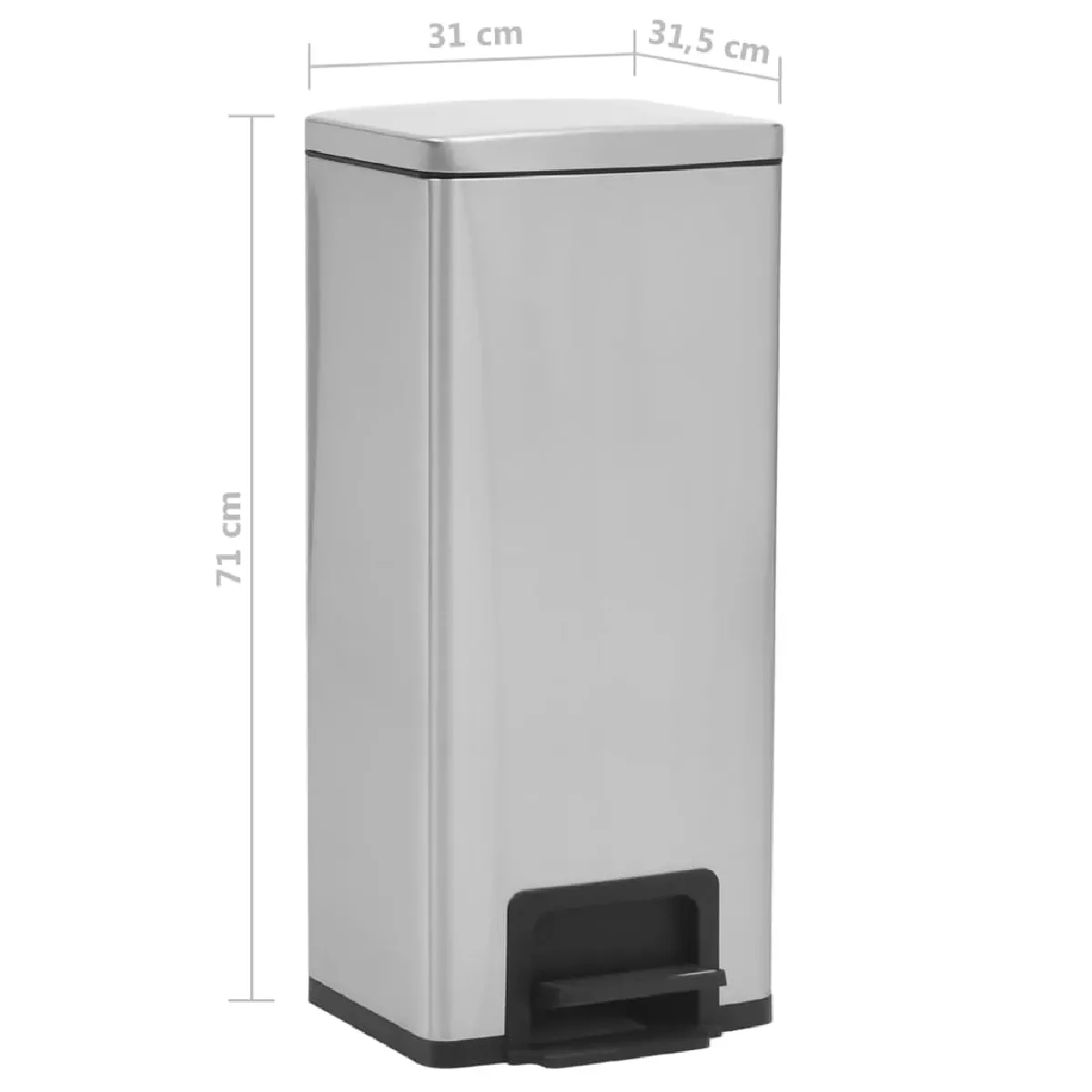 vidaXL - Poubelle à pédale anti-empreinte 30L argenté