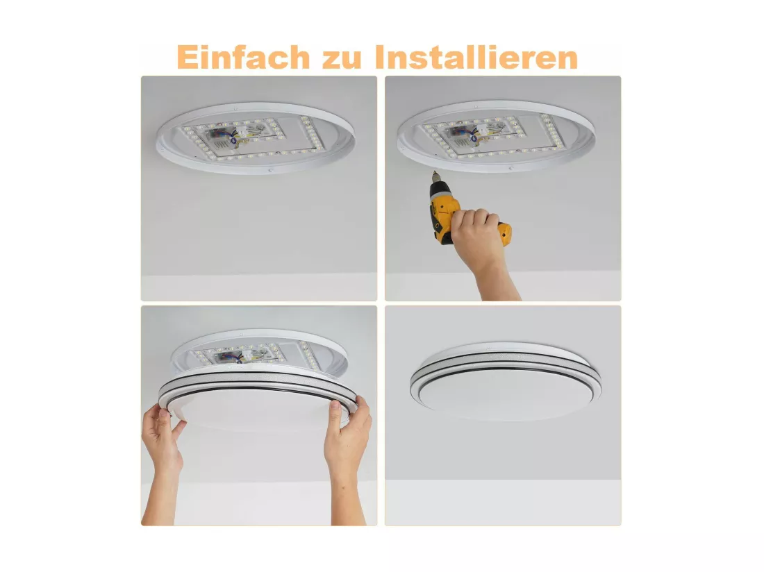 NETTLIFE Plafonnier LED Moderne Rond 40cm Ciel Étoilé Intensité Variable avec Télécommande Lampe de Chambre 44W pour Salon Cuisine Couloir