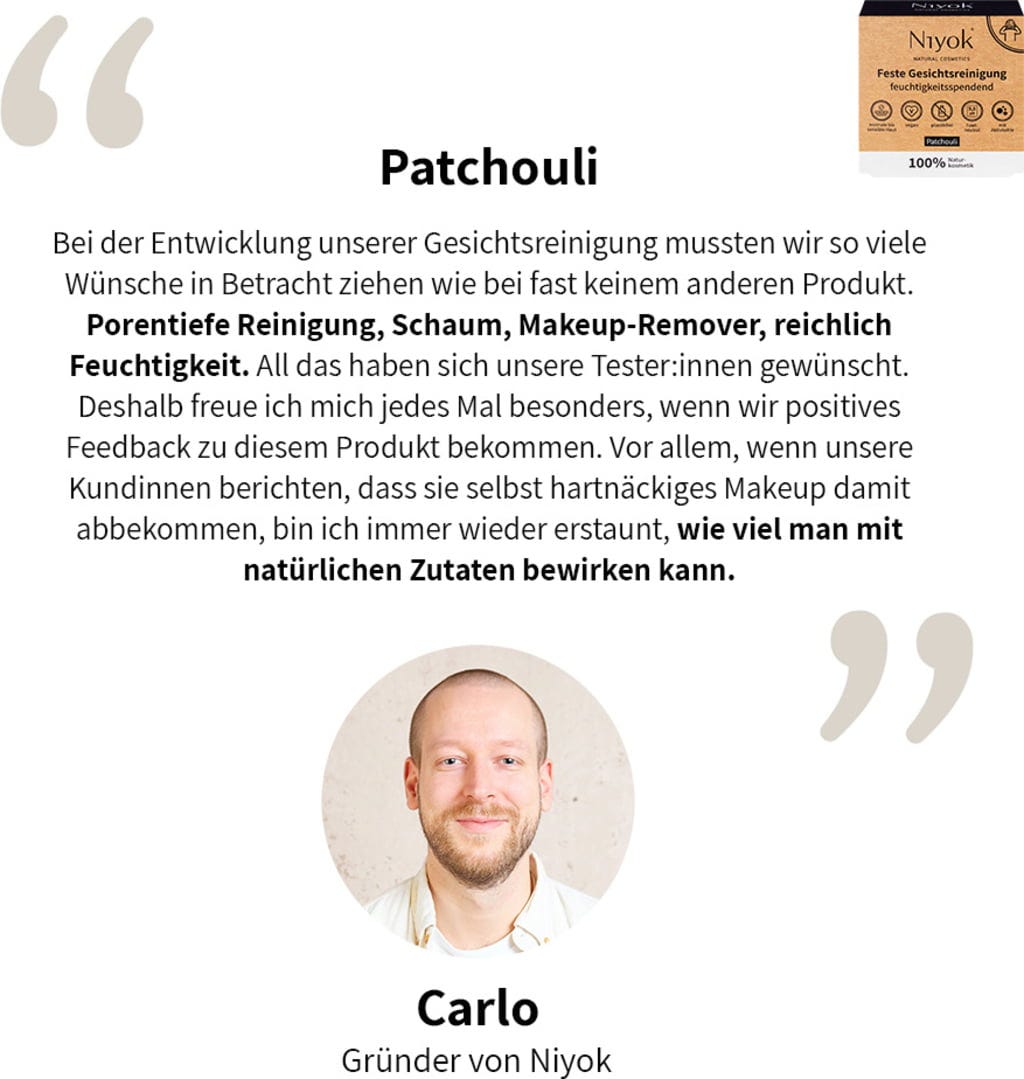 Niyok  Feste Gesichtsreinigung Patchouli, 80 g