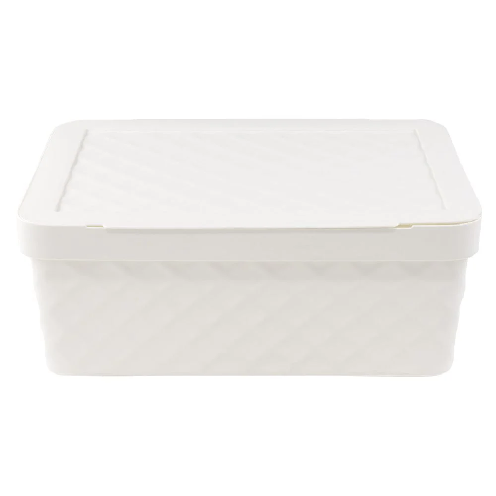 Boîte rangement en plastique blanc design relief 11L
