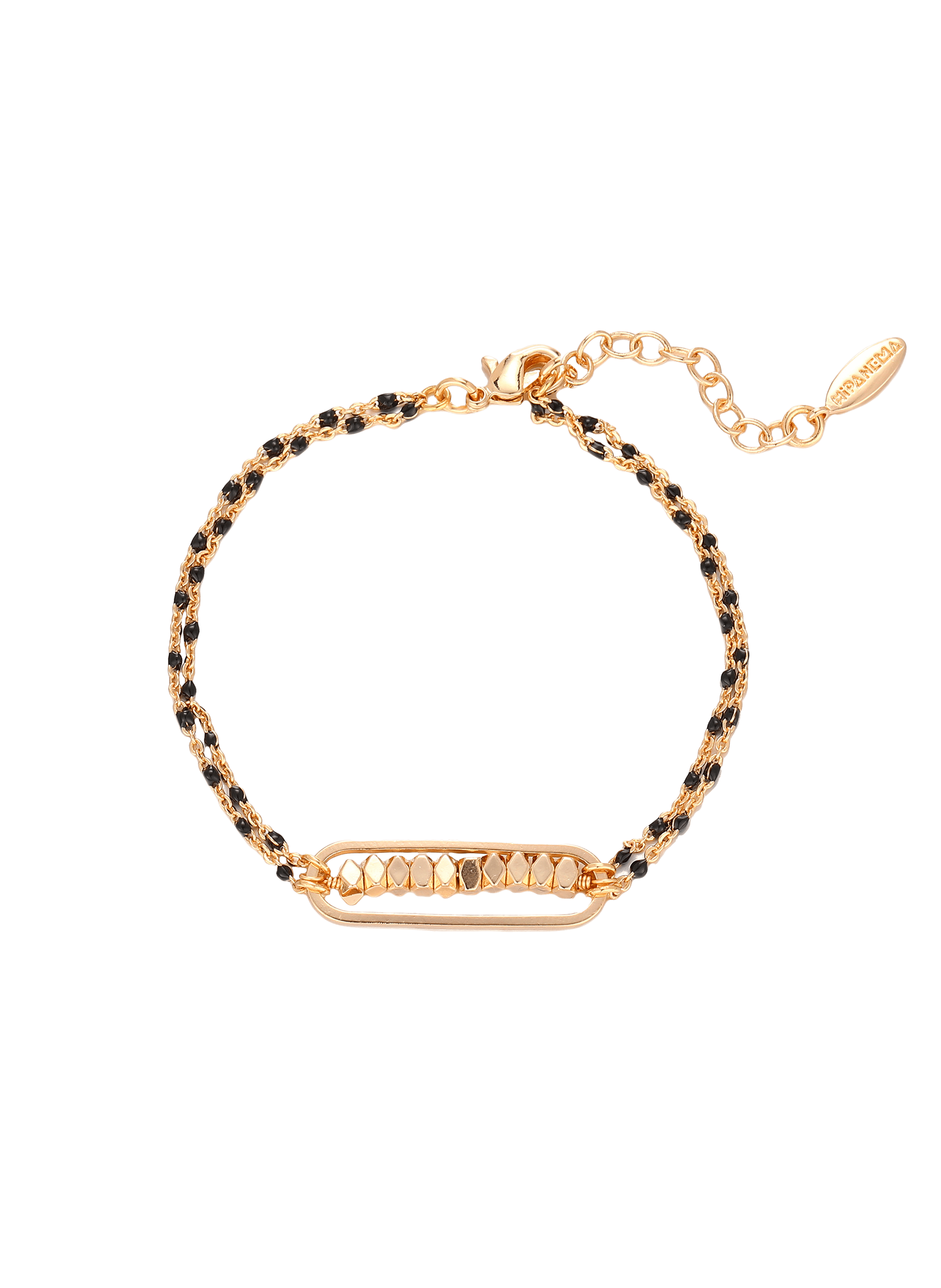 MARENGO - Bracelet chaîne et perles en laiton | Noir