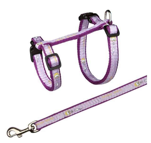 Kattesele med snor, XL, nylon, 34–57 cm/13 mm, 1,20 m