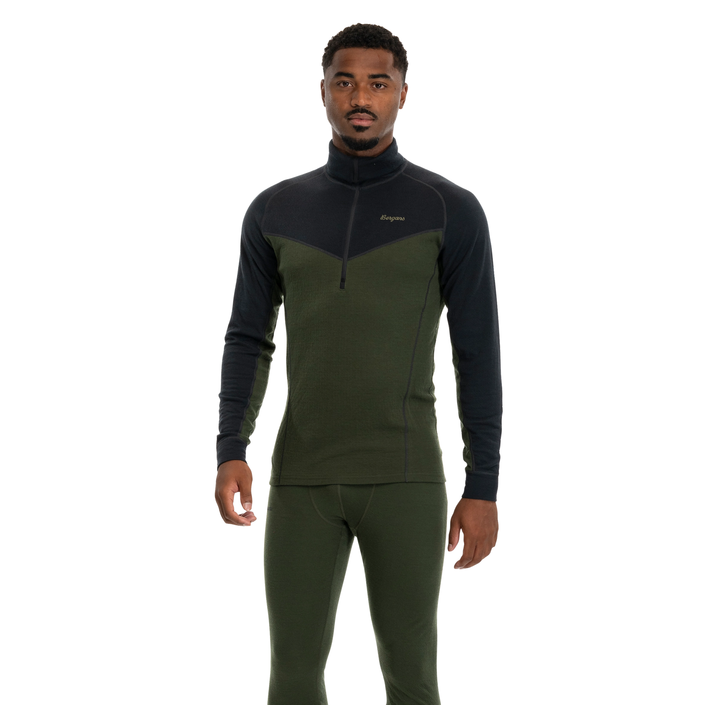 Inner:Dual Merino Half Zip Men Pine Forest / Dark Shadow Grey