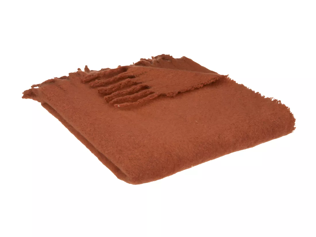 Plaid Terracotta tissage fini texturé aspect mohair 180 x 130 cm