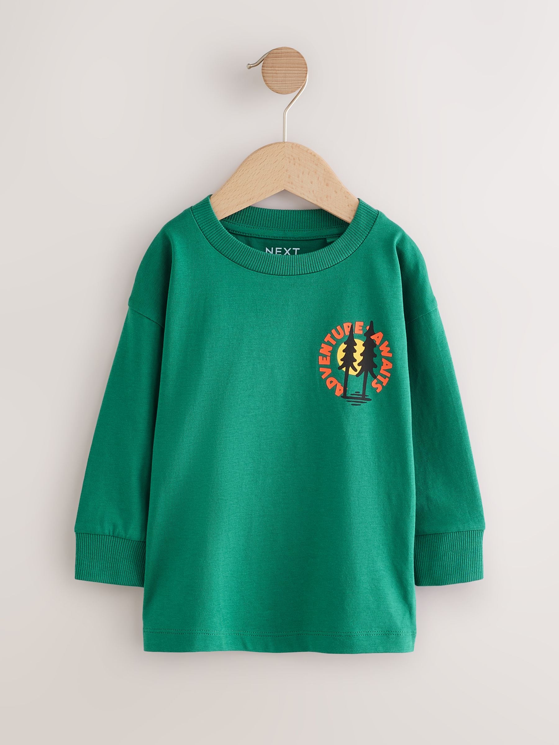 Groene scène - T-shirt met lange mouwen en print op de rug (3mnd -8jr)