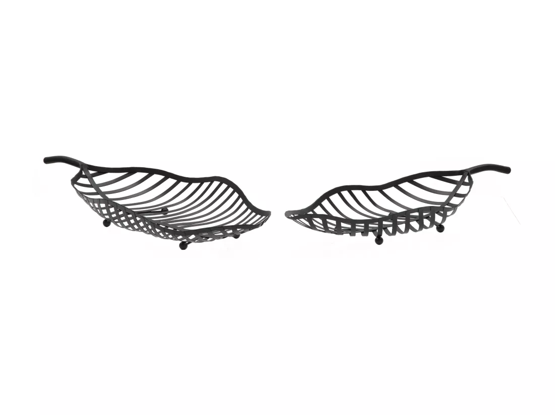 Lot de 2 porte-objets en métal noir 61x25x7,5-55x20x7,5 cm