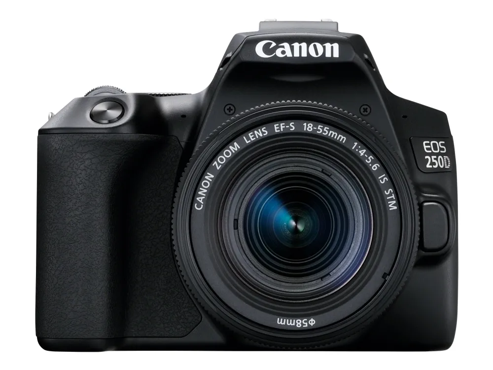 Canon EOS 250D - Digitalkamera - SLR - 24.1 MP - APS-C - 4K / 25 fps - 3x optisk zoom EF-S 18-55 mm IS STM objektiv - Wi-Fi, Bluetooth - sort