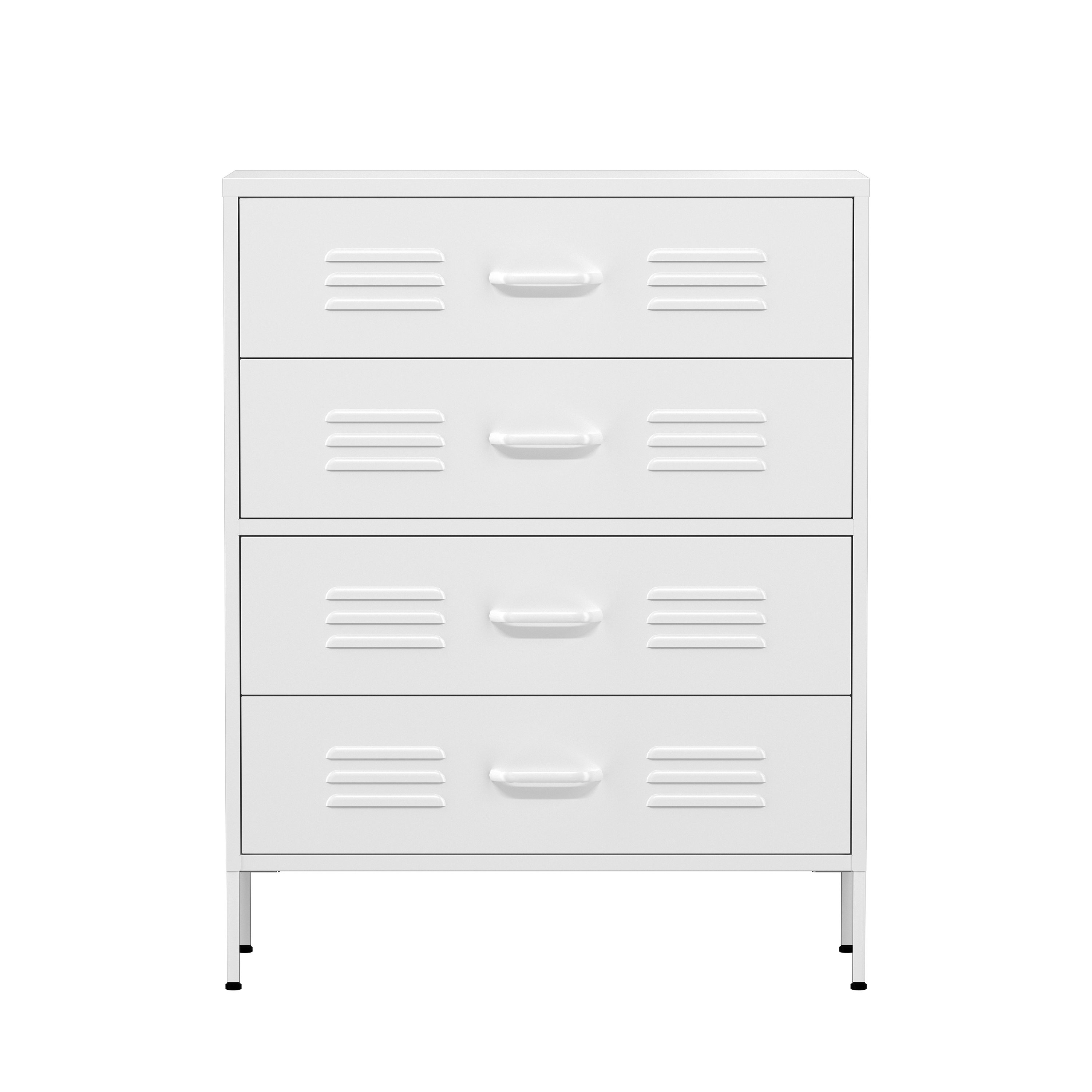 Kommode Metall KLAUS 4 Schubladen 80 x 101 cm weiss