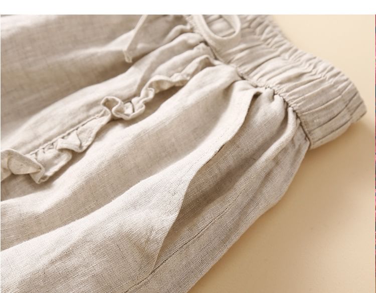 YARU - Hoge taille effen geplooide shorts