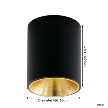 Eglo plafondlamp Polasso zwart/goud