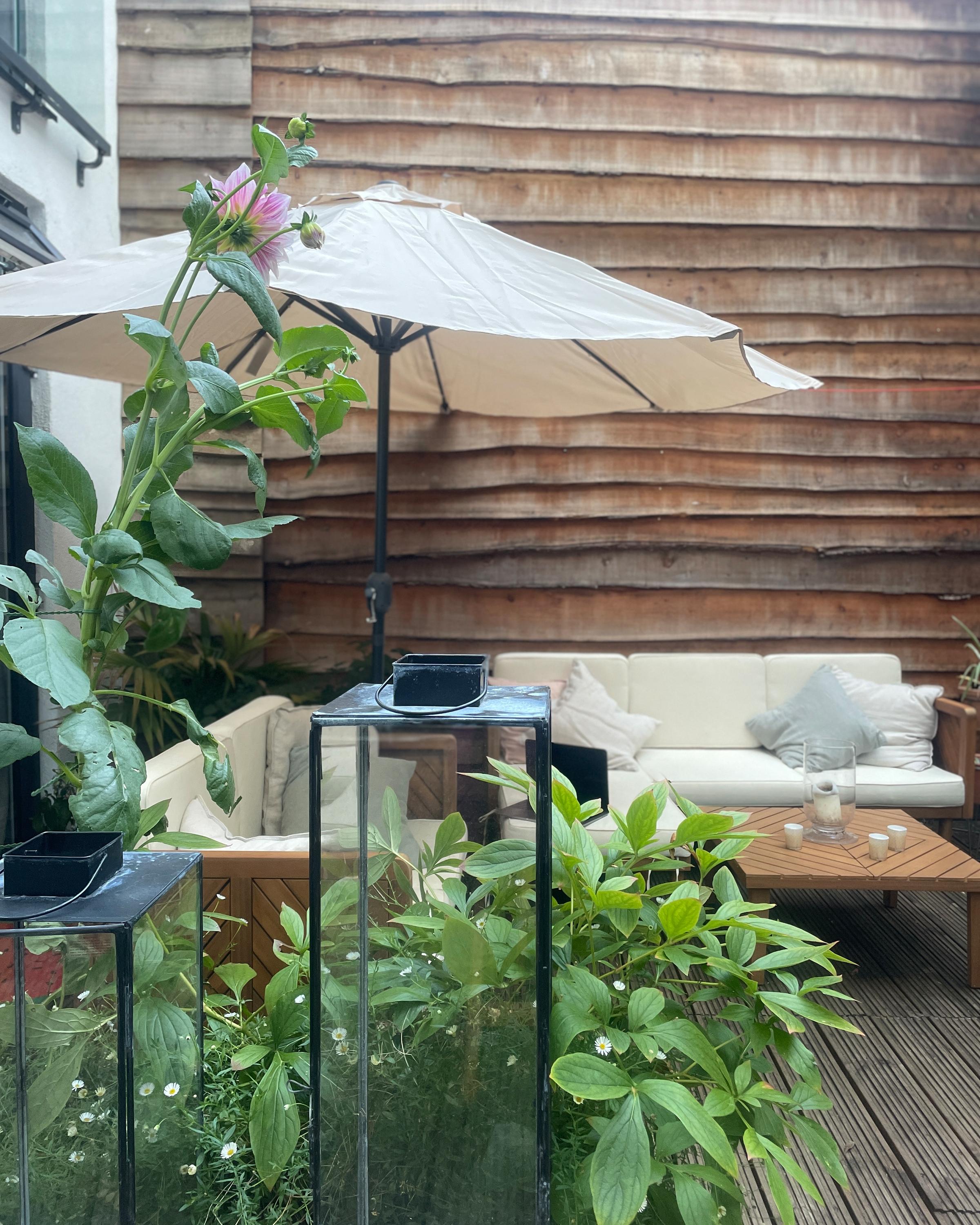 Loungeset met tafel en ottomaan 5-zits BARATTI Acaciahout Bruin