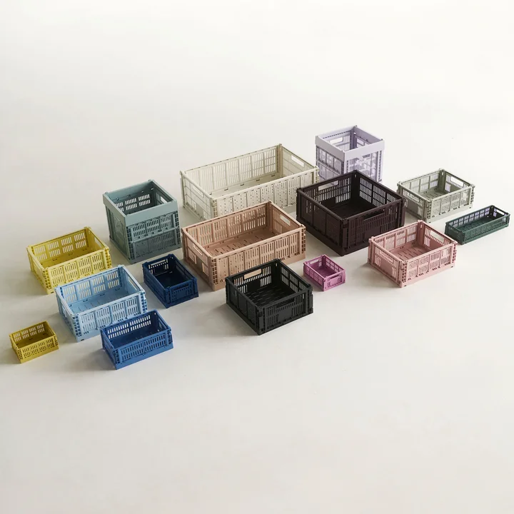 HAY - Colour Crate Korb Mini Oblong, grau, recycled