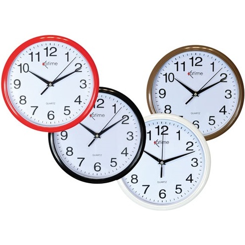 Pendule à quartz - murale - D : 26 cm - coloris assortis