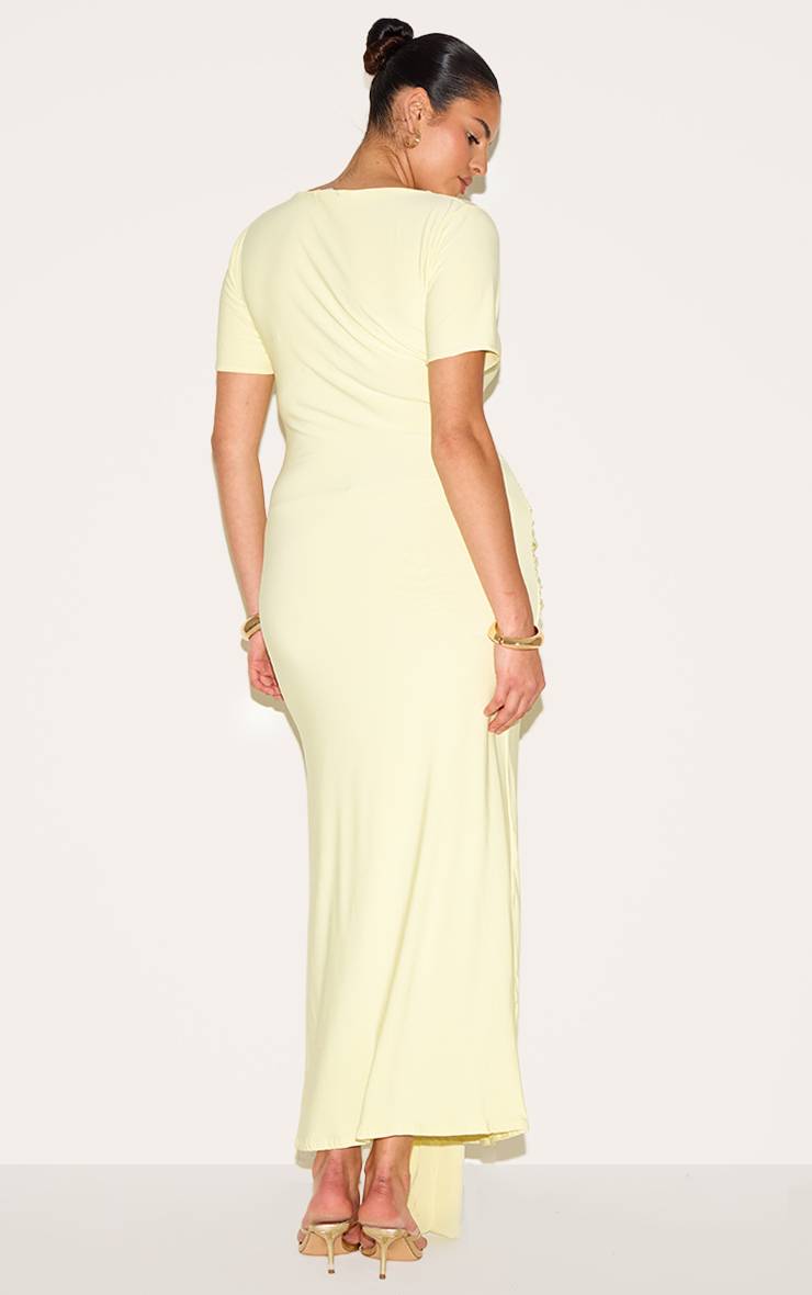 Butter Yellow Robe Longue Grande Taille Col Bateau Avec Détail Taille Cache-cœur