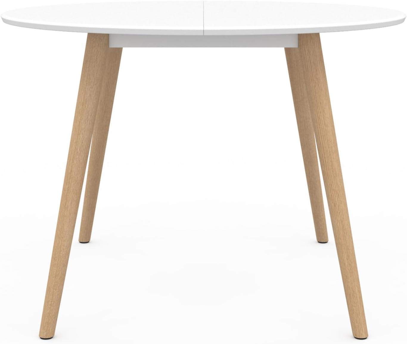 IDMarket - Table à Manger Ronde Angela 4-6 personnes Blanc Pieds Bois 110 cm