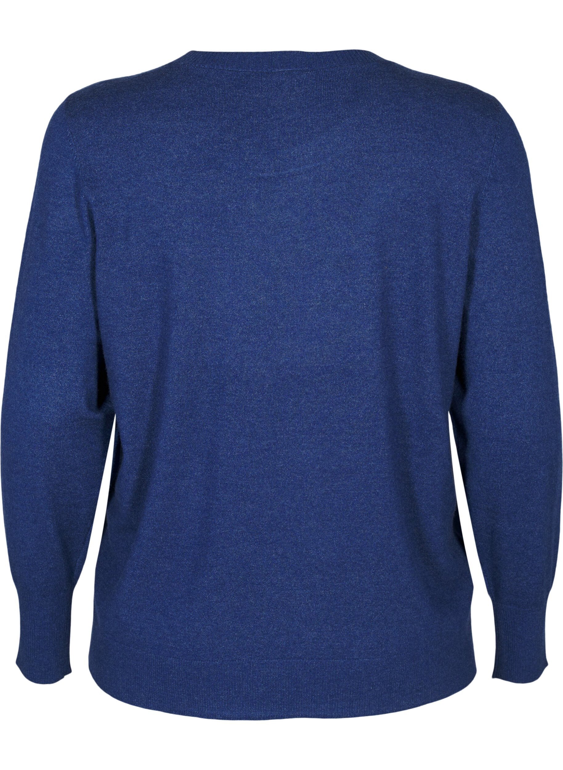 FLASH - Strikbluse med rund hals