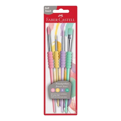 Faber Castell - Pack de 4 pinceaux de taille différente - soft touch - couleurs assorties