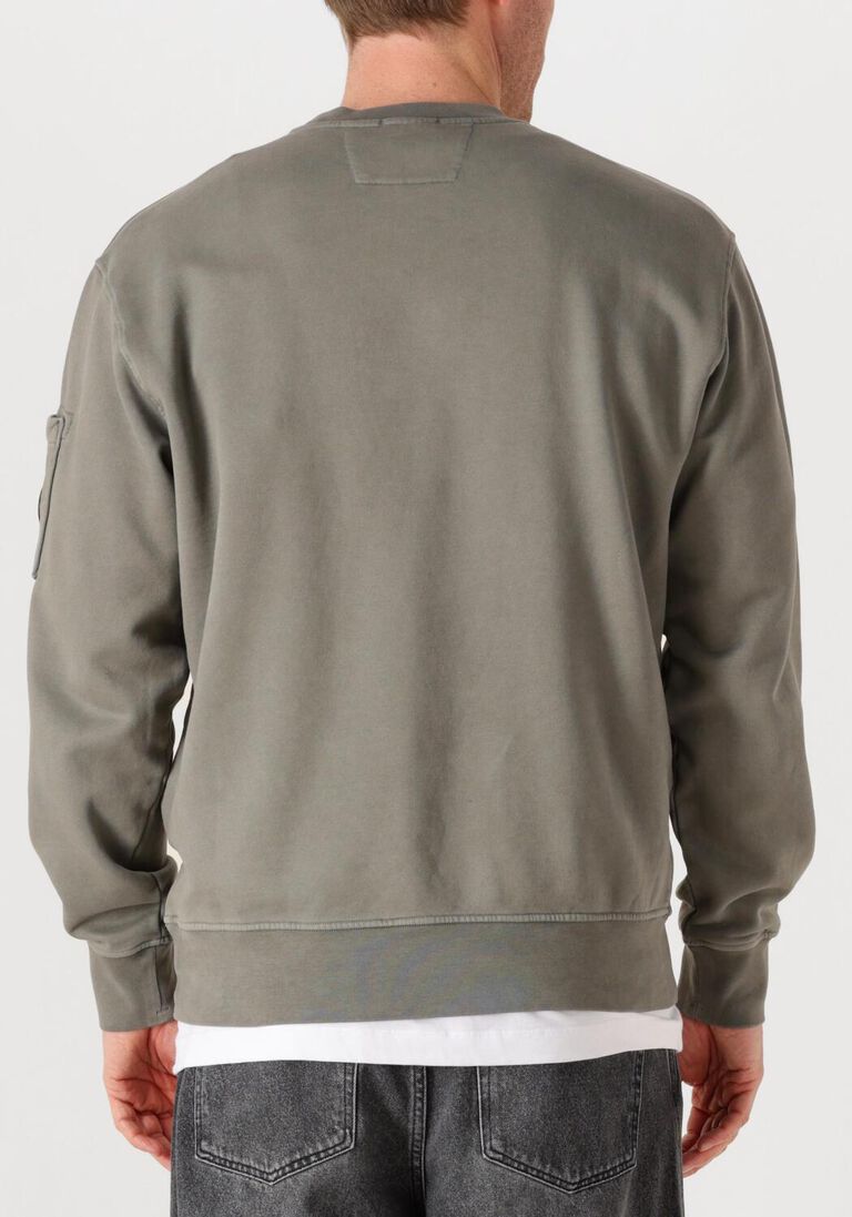 grijze cp company trui sweatshirts crew neck in brushed emerized diagonal fleece