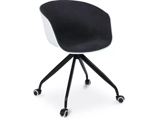 Chaise de bureau avec accoudoirs - Chaise de bureau à roulettes - Noir et blanc - Jodie Gris foncé