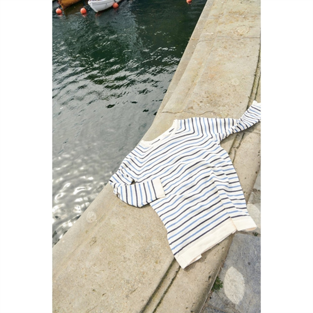 Køb Copenhagen Colors Cream/Navy/Sky Blue Comb. Strik Bluse