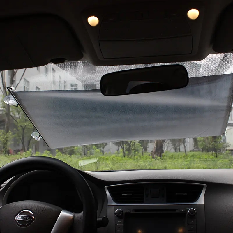 (40x60cm) Praktische Sonnenblende Sonnenschutz für das Auto mit Saugnapfhalterung - Schwarz