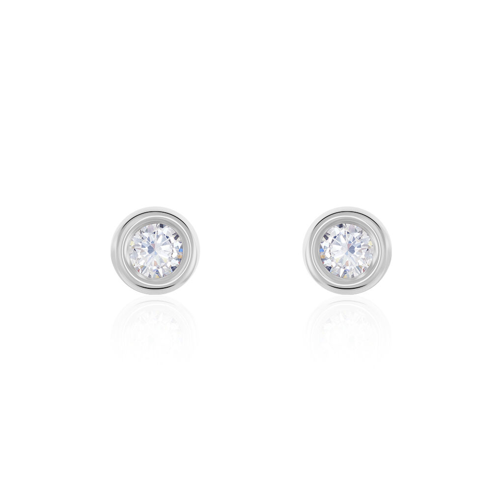 Boucles D'oreilles Puces Eden Serti Pneu Or Blanc Oxyde De Zirconium