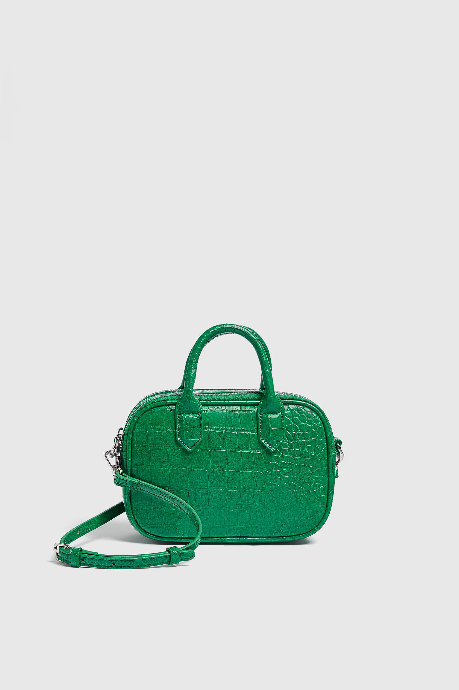 Bolsa transversal mini com efeito coco - verde
