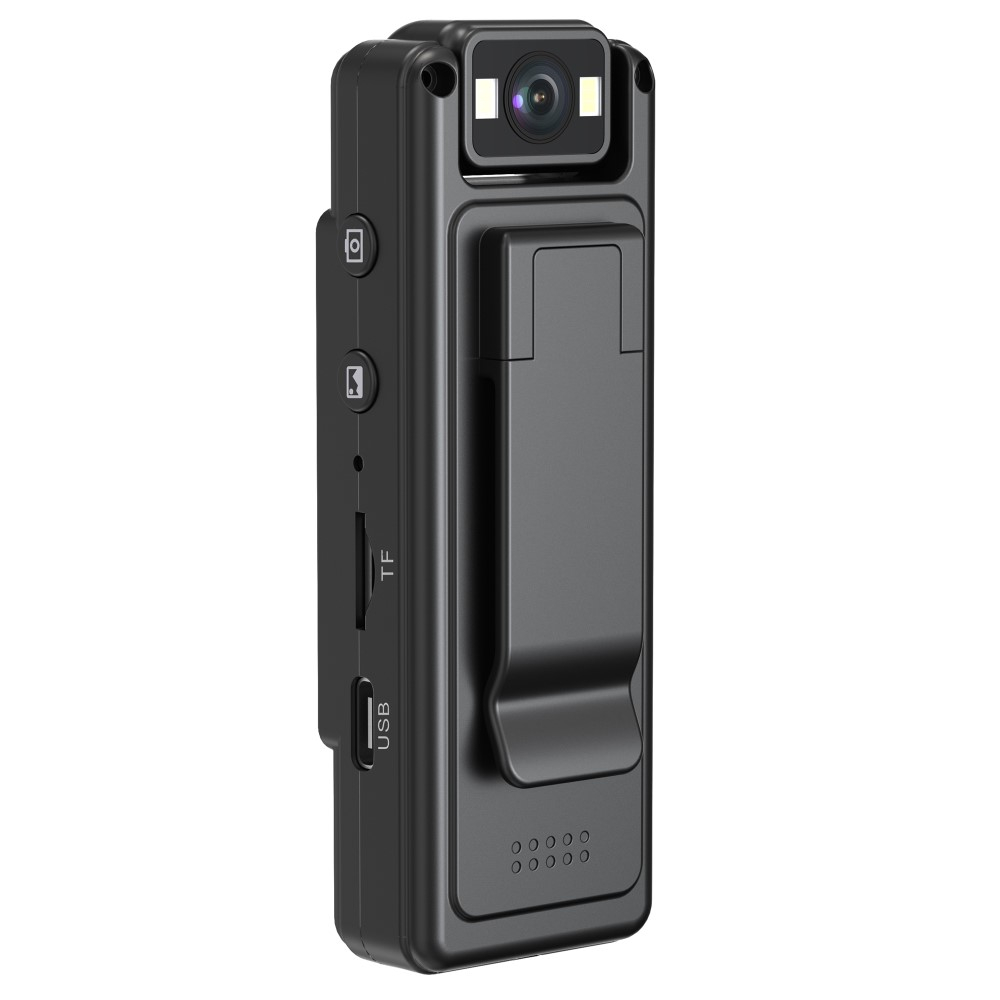 Mini FullHD 1080p Kamera Bodycam mit TFT Display / Sprachaufzeichnung / Nachtsicht / MicroSD Slot / 180° Rotation und Clip-Halter - Schwarz