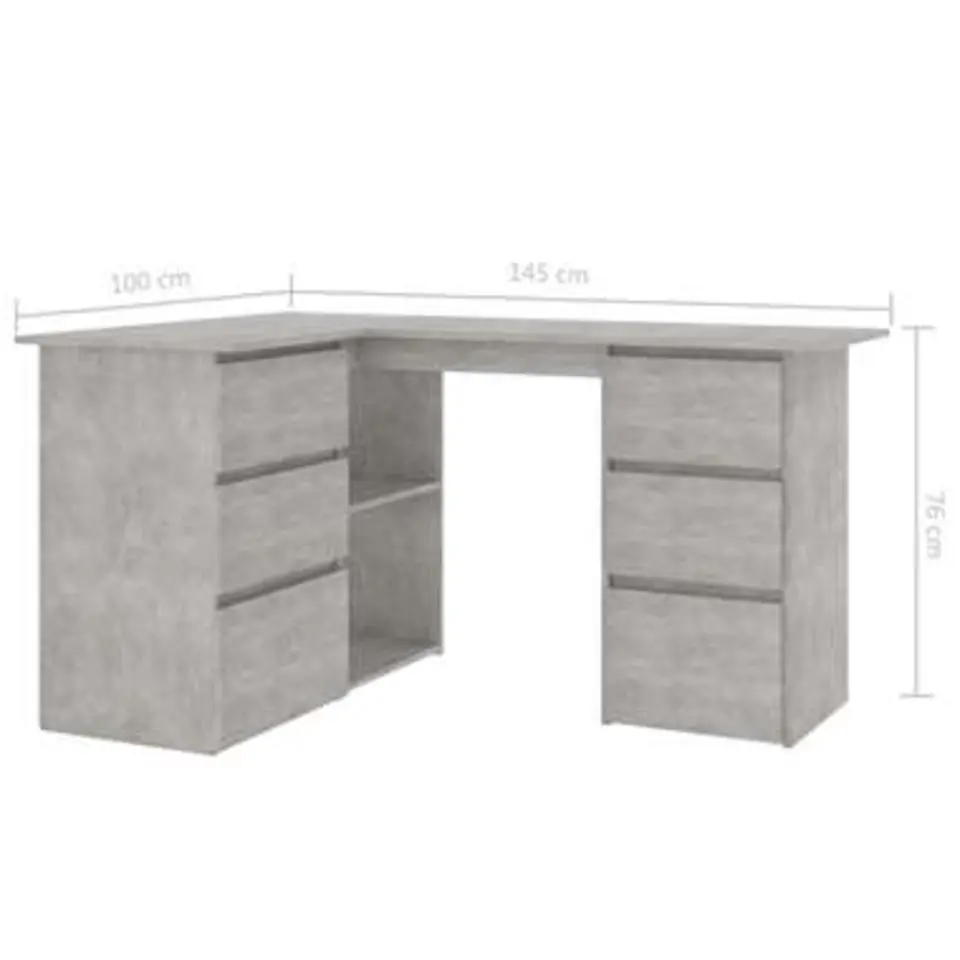 vidaXL - Hoekbureau - Grijs - Bewerkt hout