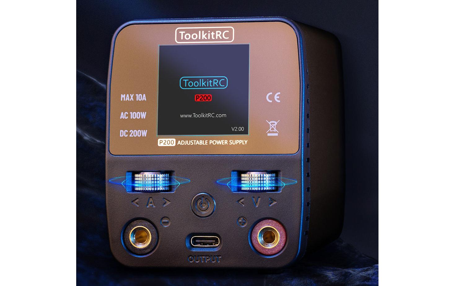 RC Netzteil P200 V2 100 W 1-30 V DC, USB-C PD 65 WKompaktes, einstellbares Labornetzteil mit zusätzlichem USB-C Ausgang