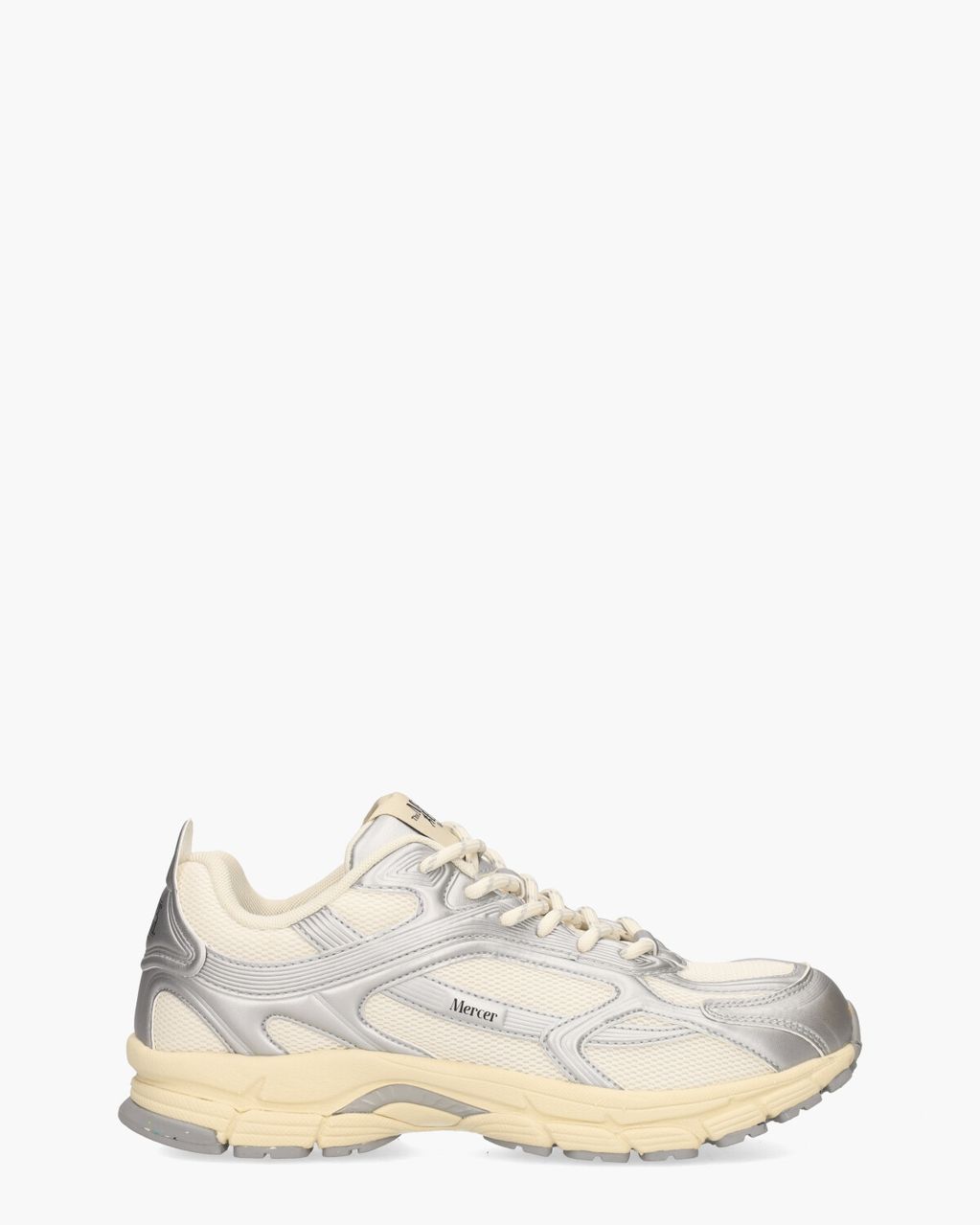 Mercer Amsterdam The Re-Run High Frequency Off-White/Zilver Damessneakers