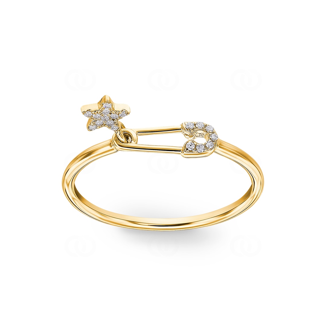 Ring 750/18 K Gelbgold Saftey Pin mit Diamanten 0.04 ct H/si