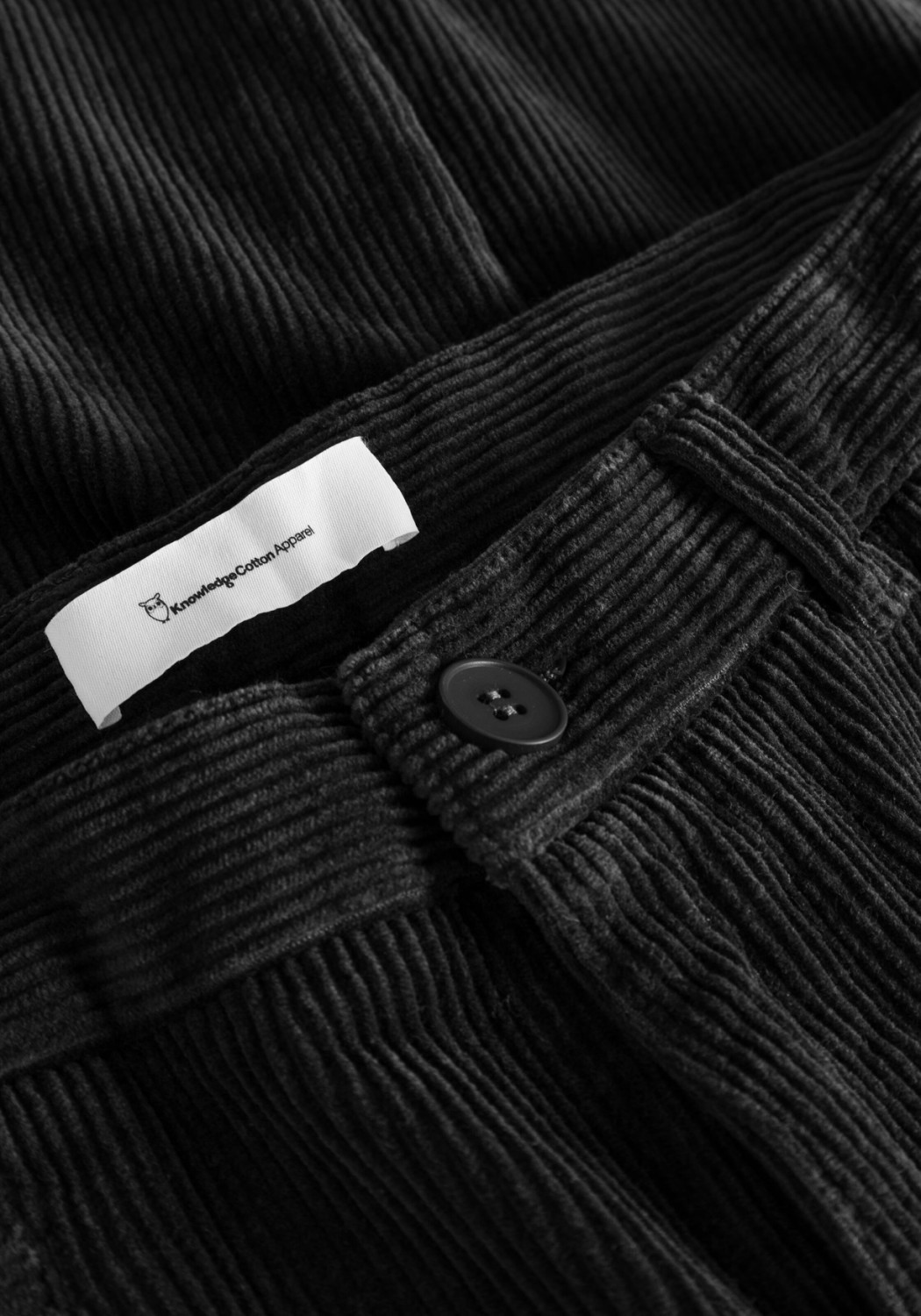 Knowledge Cotton Apparel Cord-Hose Chuck 8 Wales Corduroy Chino Pants Black Jet