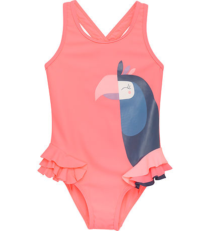 Color Kids Bådedragt - Neon Coral m. Papeg?je