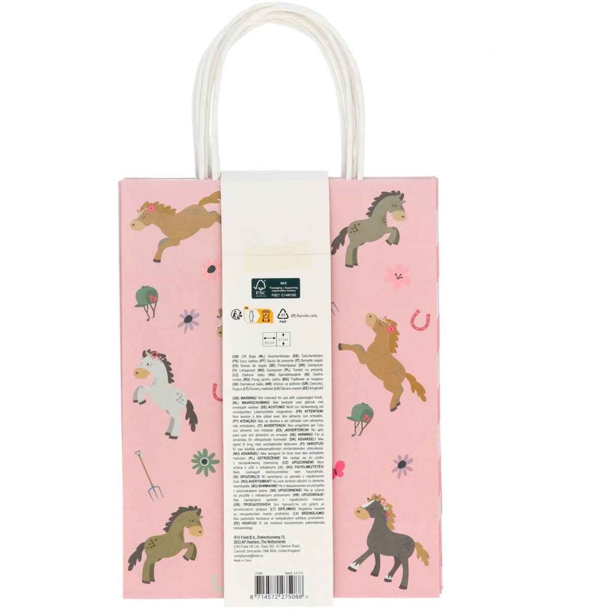 Paard Uitdeeltasjes 27cm 6st