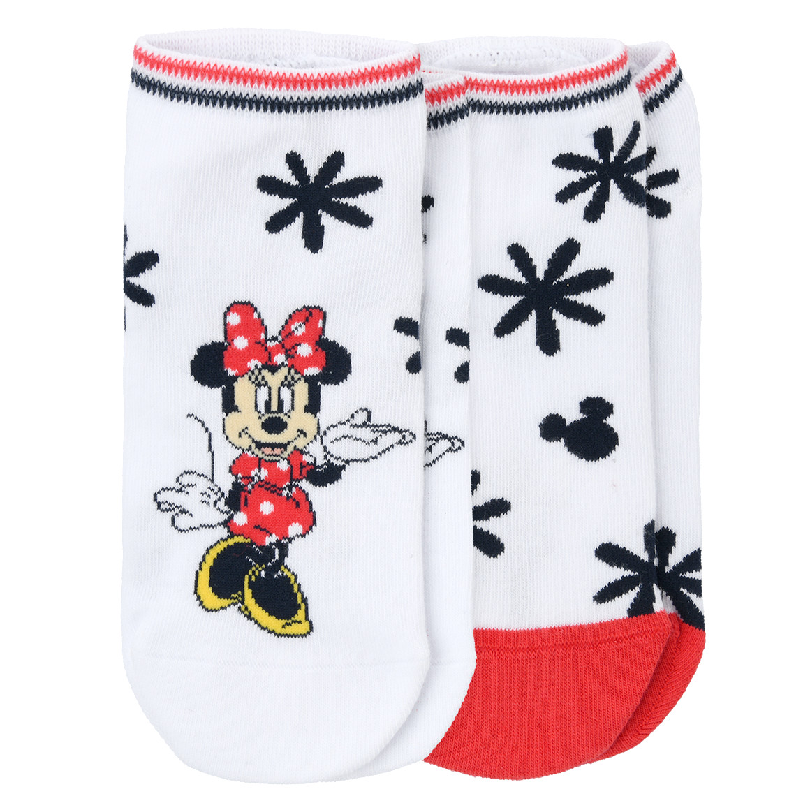 Gina Benotti 2 Paar Minnie Maus Sneaker-Socken im Set weiss / rot / nachtblau