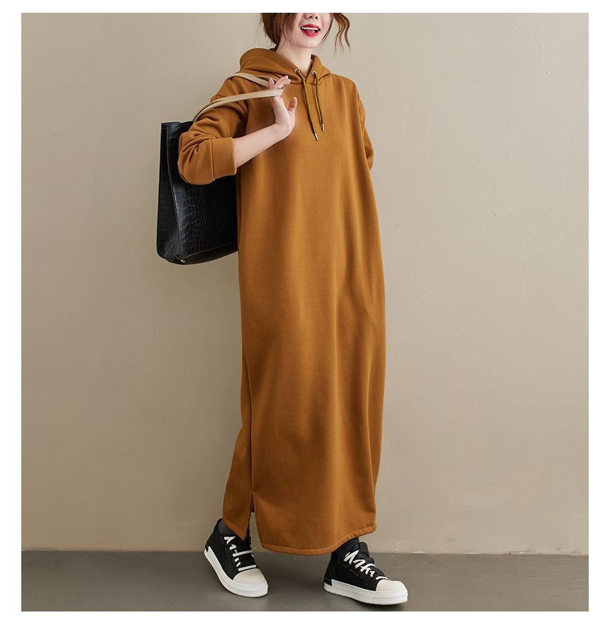 Taragon - Effen maxi-shift hoodiejurk