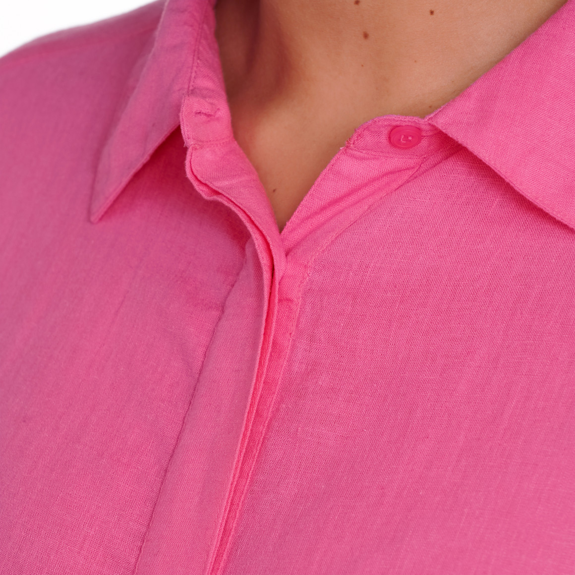 Gina Benotti Damen Leinen-Blusenkleid mit Kragen pink