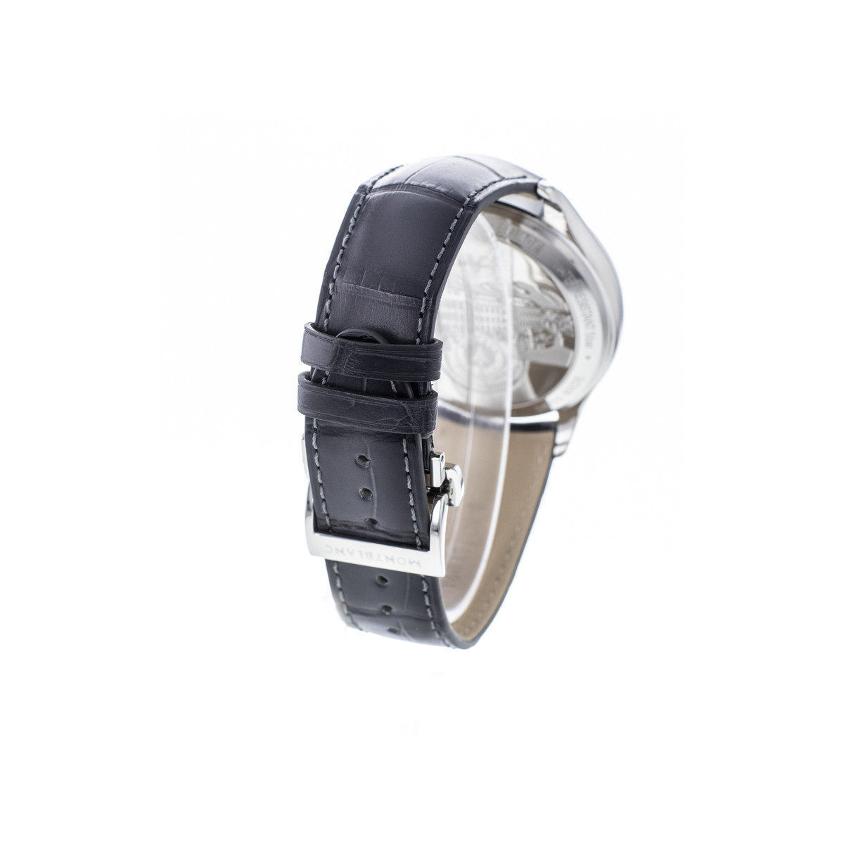 Montre d'occasion Montblanc Heritage homme chronographe automatique acier bracelet cuir noir