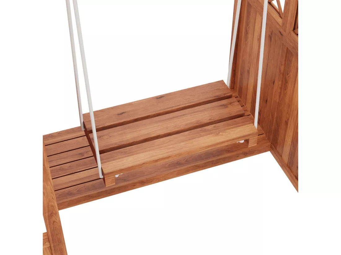 Jardinière avec treillis Balancelle et toit - sapin massif - pour jardin terrasse - 142x70x163cm - Marron