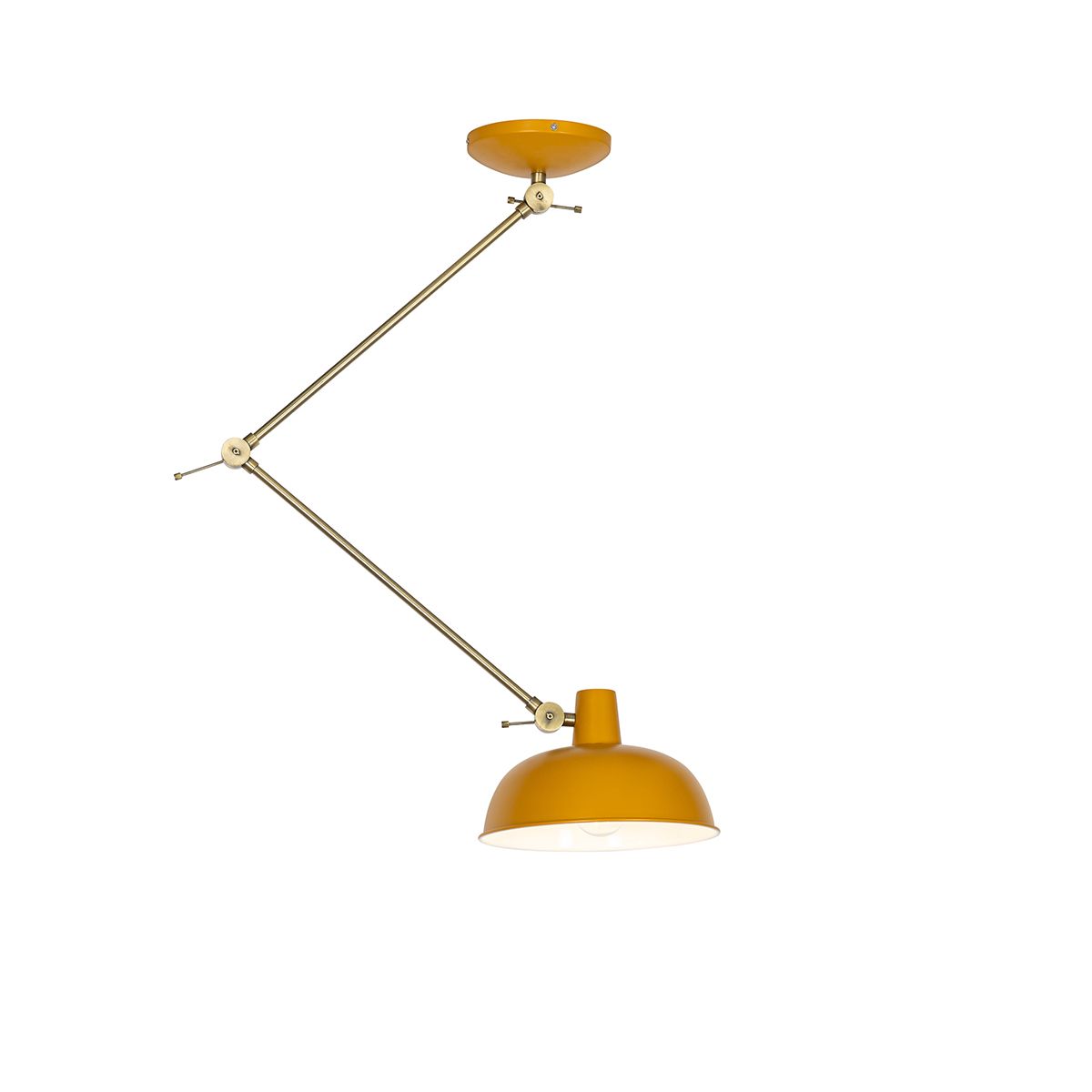 Retro plafondlamp geel met brons - Milou